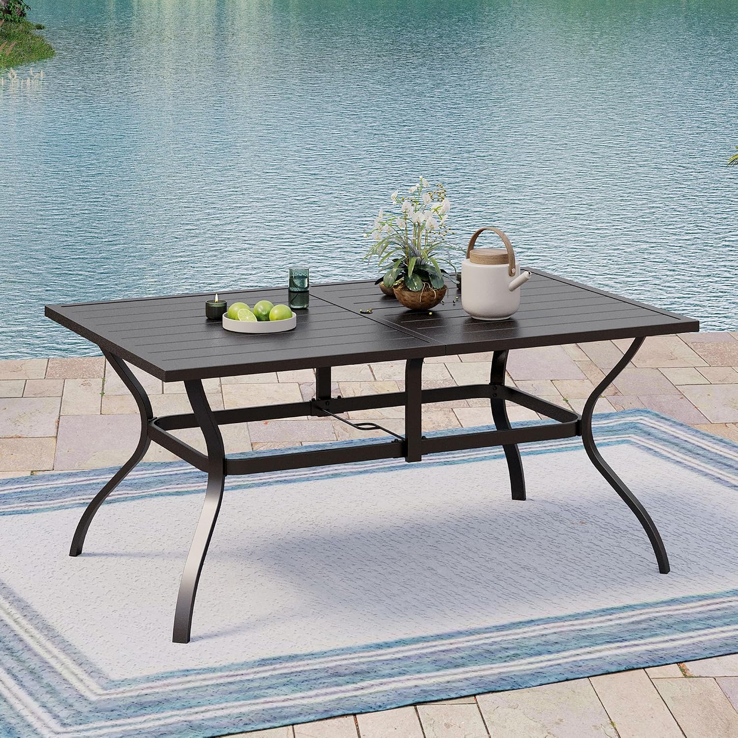 Outdoor Furniture One Piece - Outdoor Metal Dining Table, Rectangle Patio