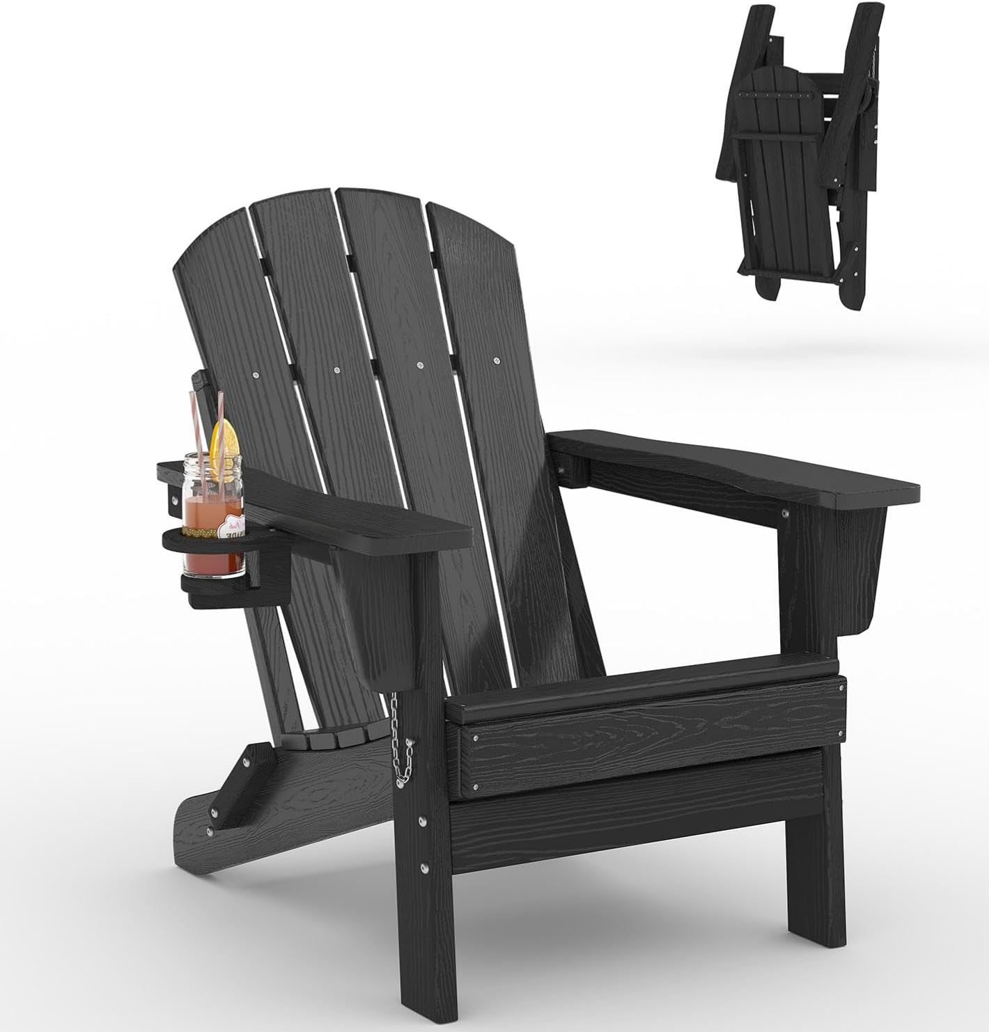 Deck Chair Lounger - Folding Adirondack Chair HDPE Plastic Outdoor