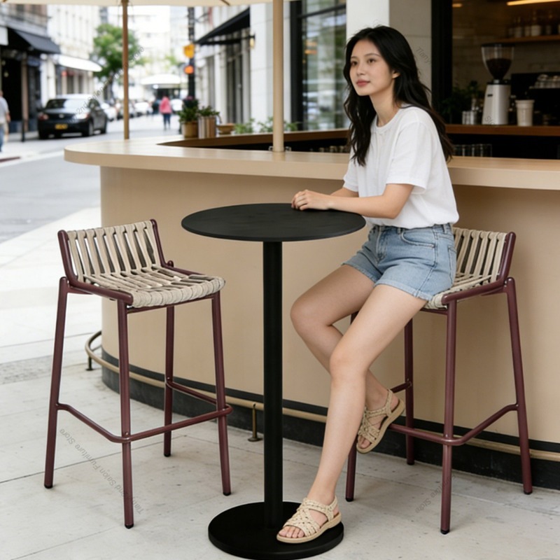 Outdoor Furniture Cafe - Nordic Outdoor Aluminum Alloy Bar Chairs