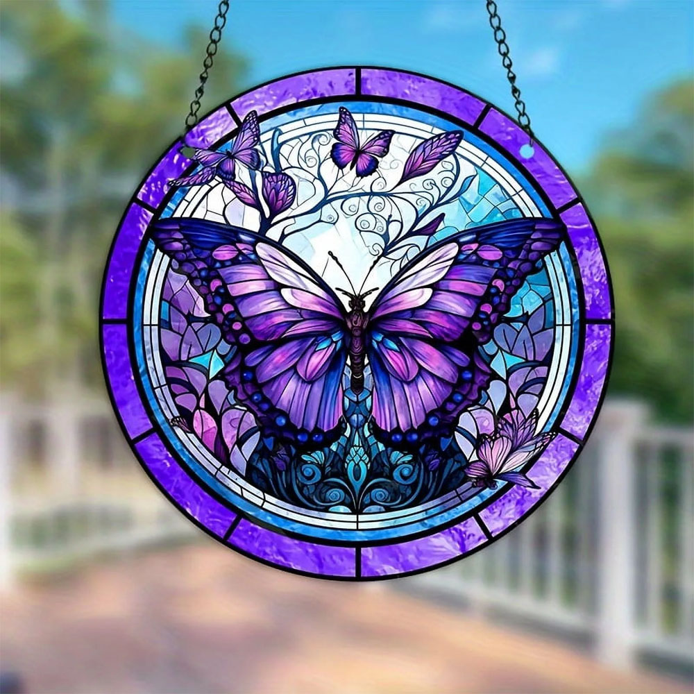 Outdoor Furniture Material - Butterfly Stained Window Hanging - Indoor