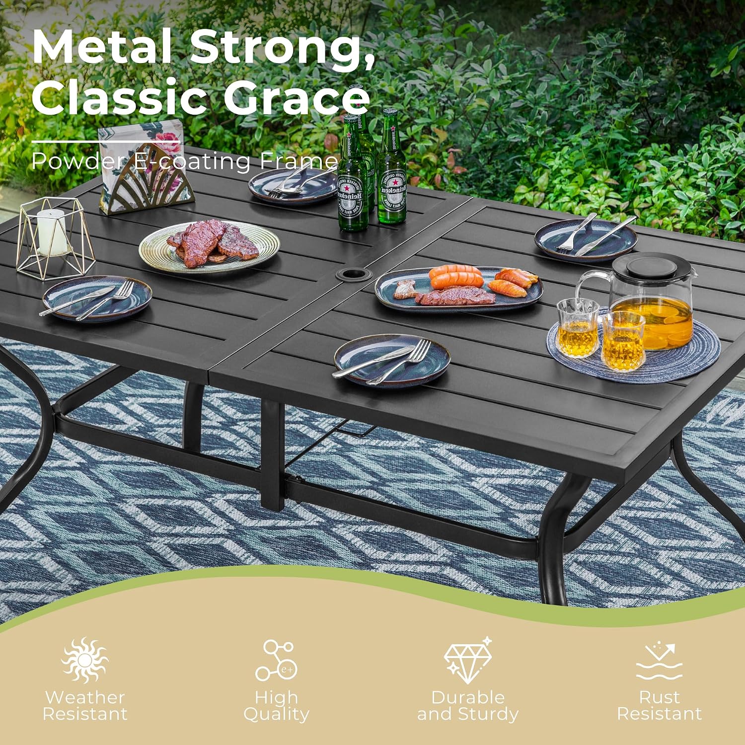 Outdoor Metal Dining Table, Re - огляд і ціна Outdoor Furniture One Piece