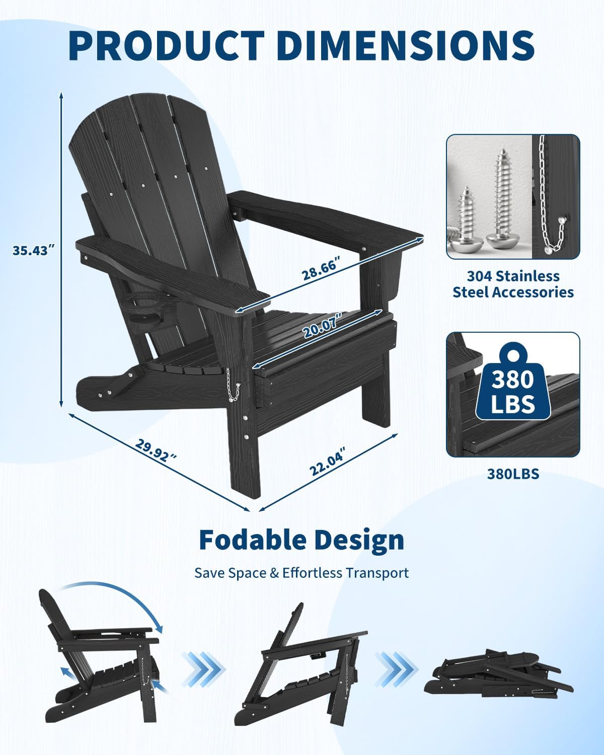Folding Adirondack Chair HDPE  - огляд і ціна Deck Chair Lounger
