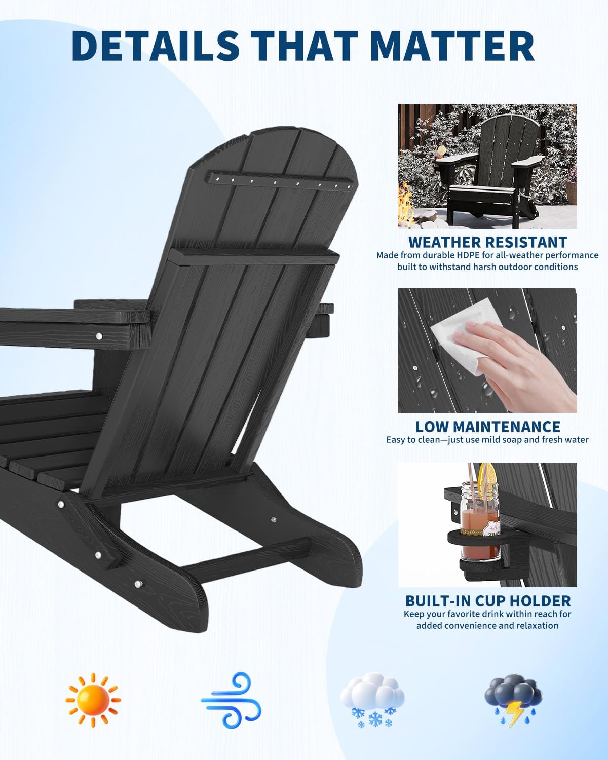 Folding Adirondack Chair HDPE  - огляд і ціна Deck Chair Lounger
