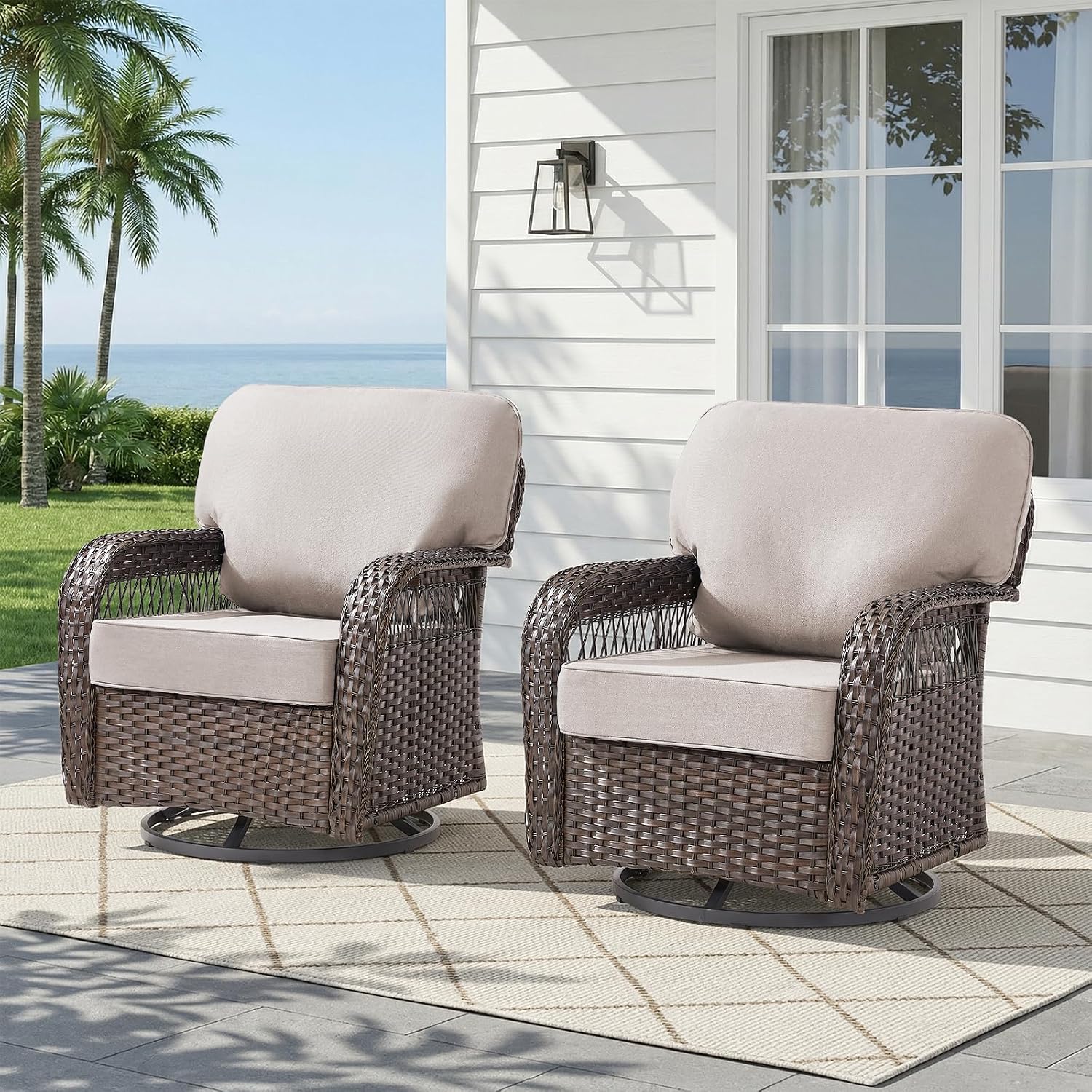 Wicker Swivel Rocker Patio Cha - огляд і ціна Deck Chair Lounger