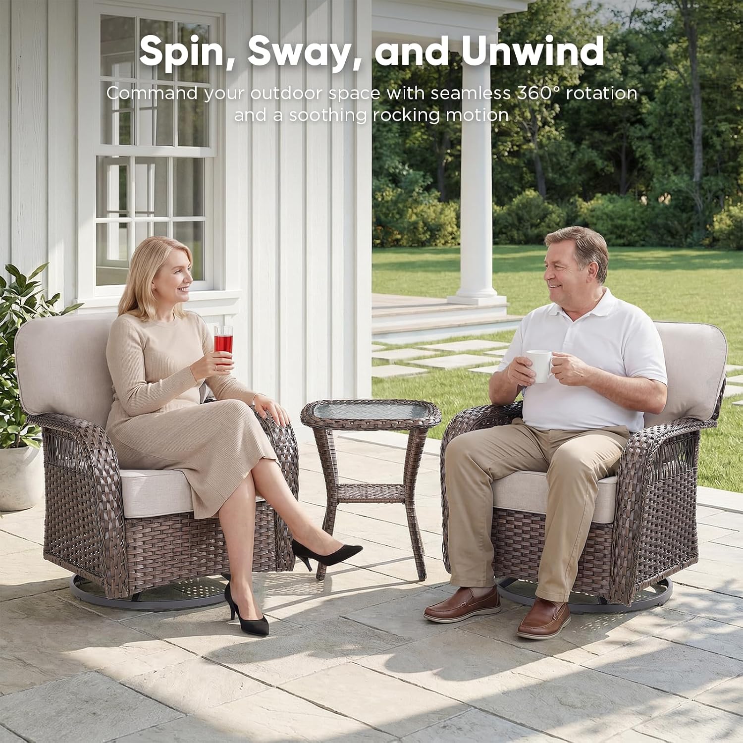 Wicker Swivel Rocker Patio Cha - огляд і ціна Deck Chair Lounger