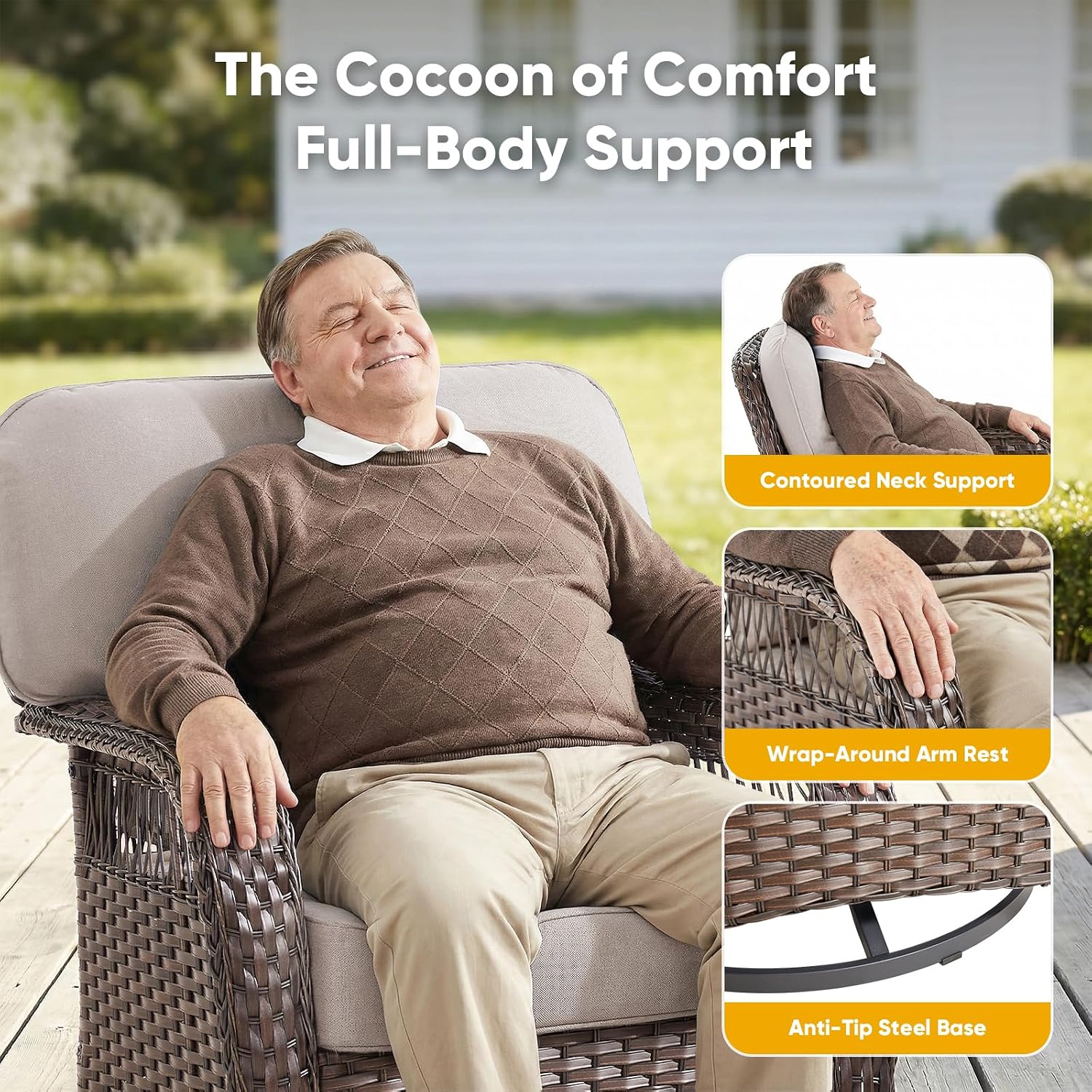 Wicker Swivel Rocker Patio Cha - огляд і ціна Deck Chair Lounger