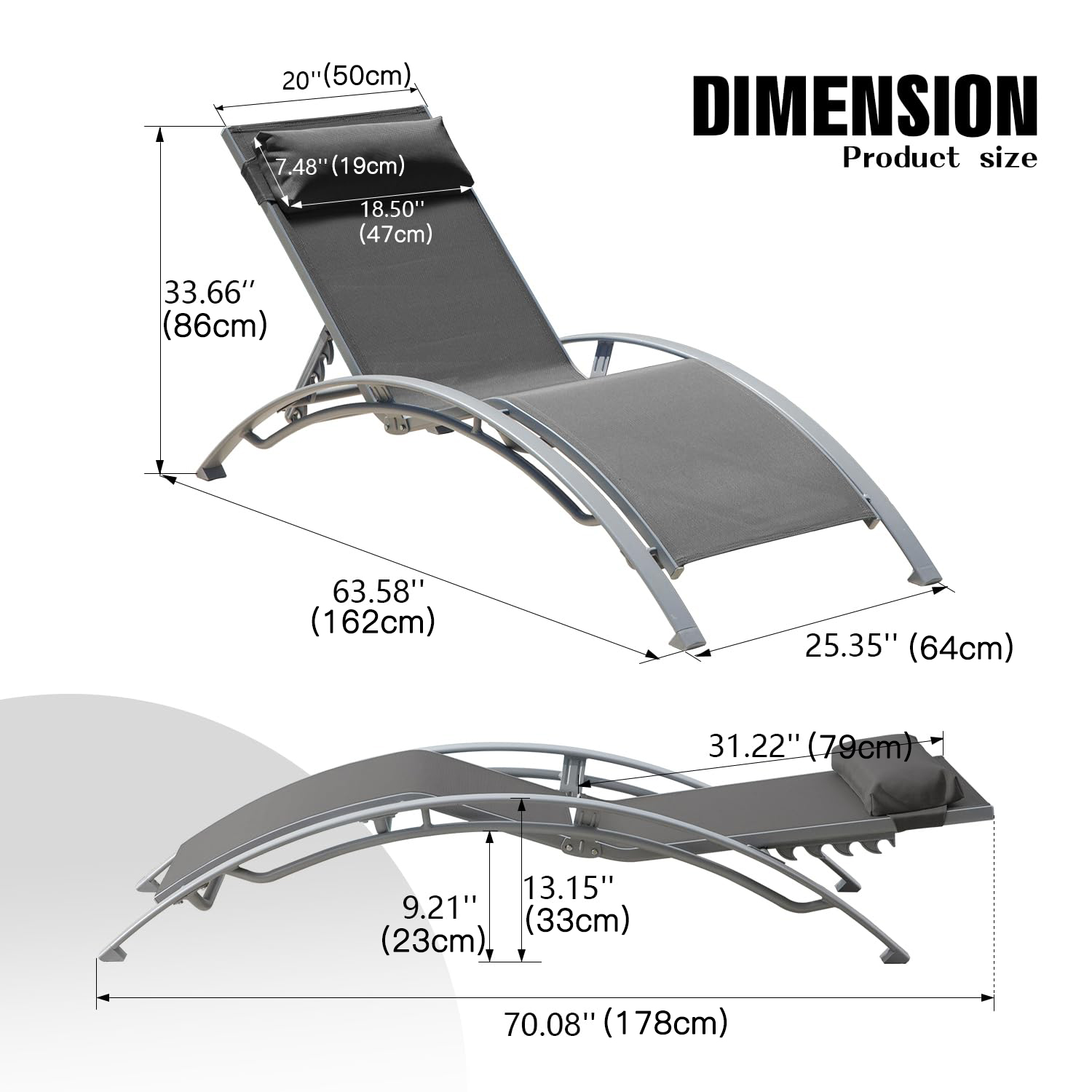Set of 2 Adjustable Aluminum O - огляд і ціна Deck Chair Lounger