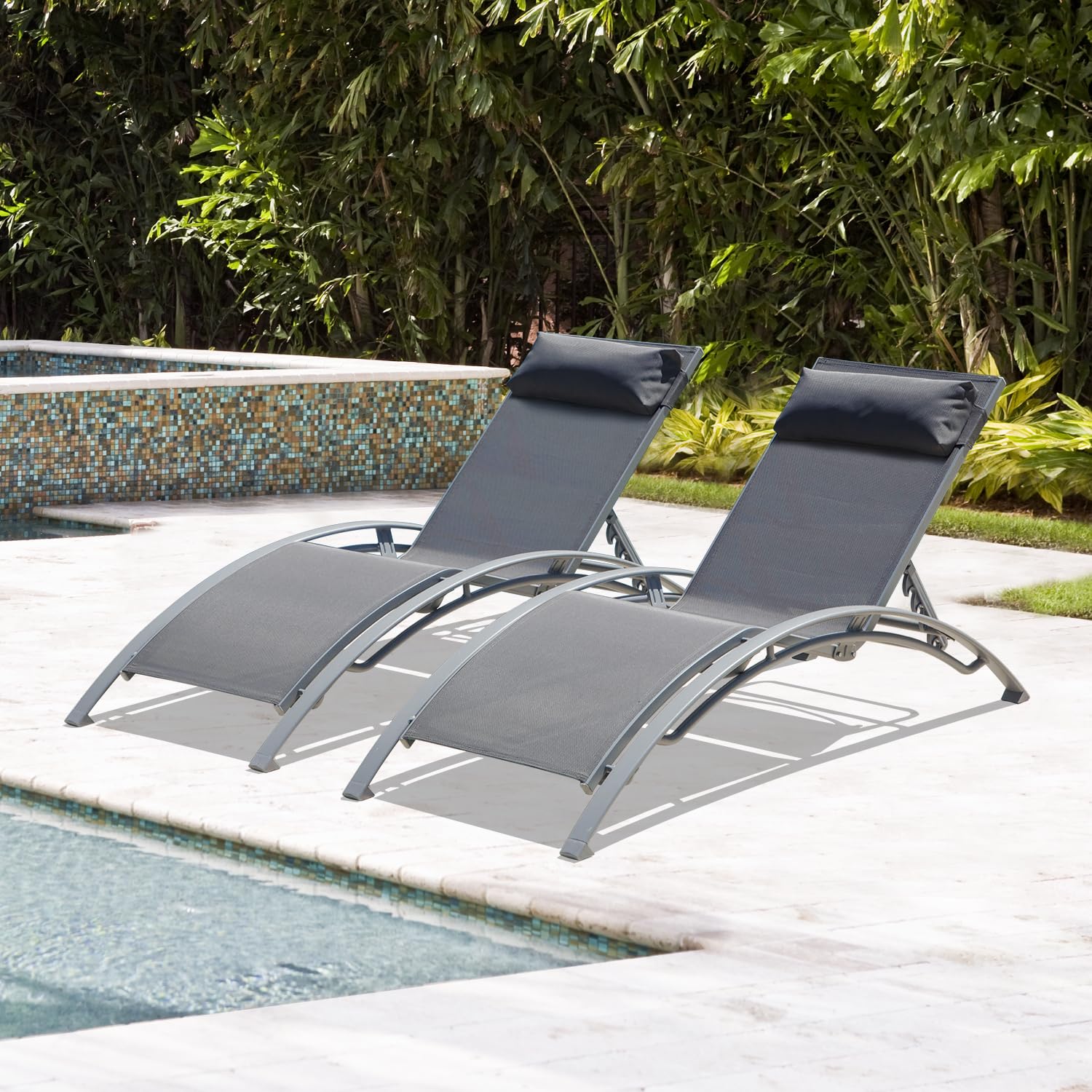 Set of 2 Adjustable Aluminum O - огляд і ціна Deck Chair Lounger