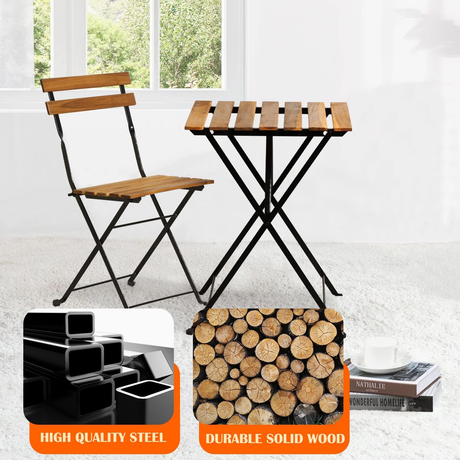 Natural wood 3-piece folding p - огляд і ціна Outdoor Furniture One Piece