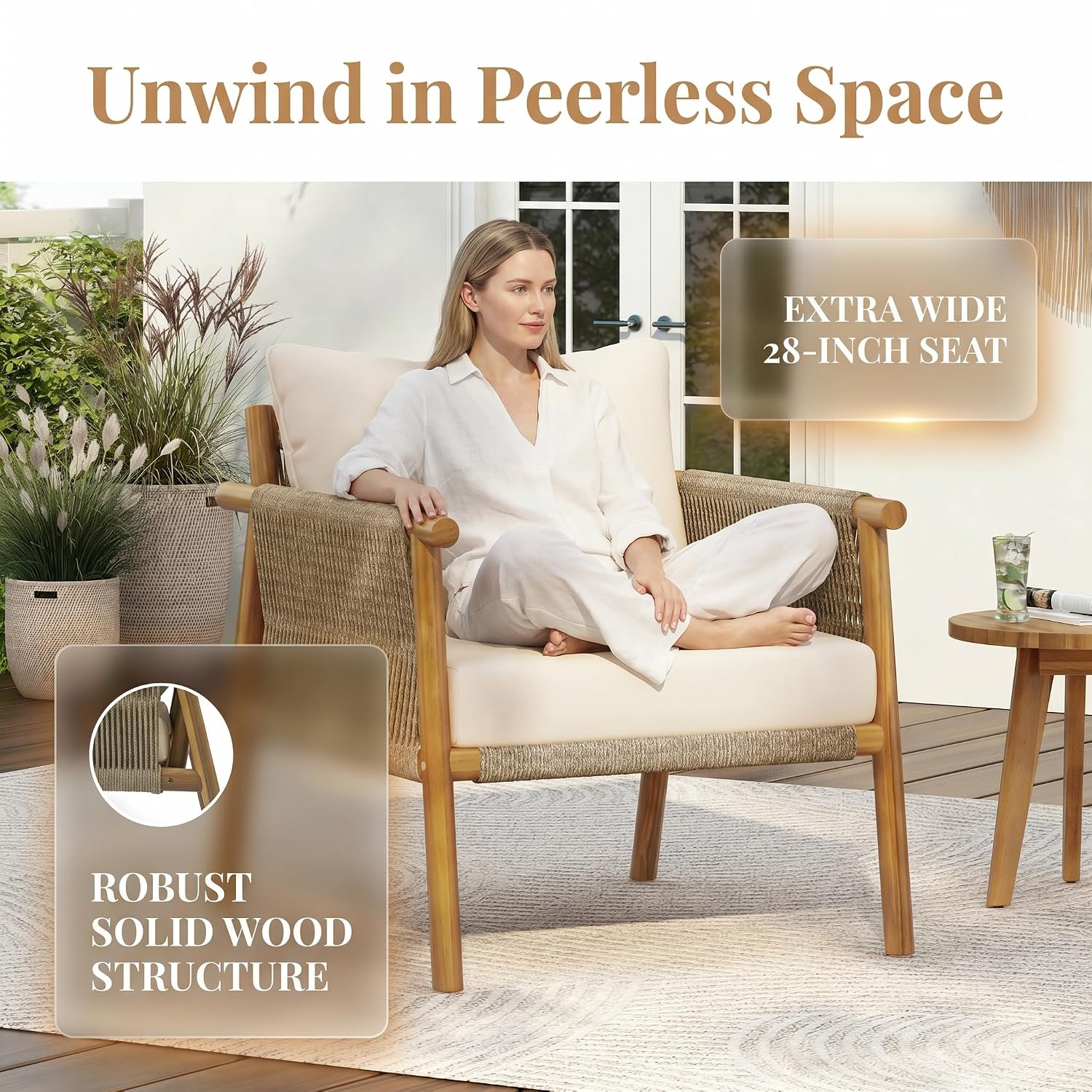 Outdoor Solid Wood Armchair Ro - огляд і ціна Deck Chair Lounger